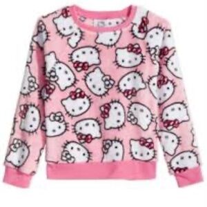 Pre-Owned Hello Kitty Little pink Girls Printed Plush Sweatshirt – Size 6